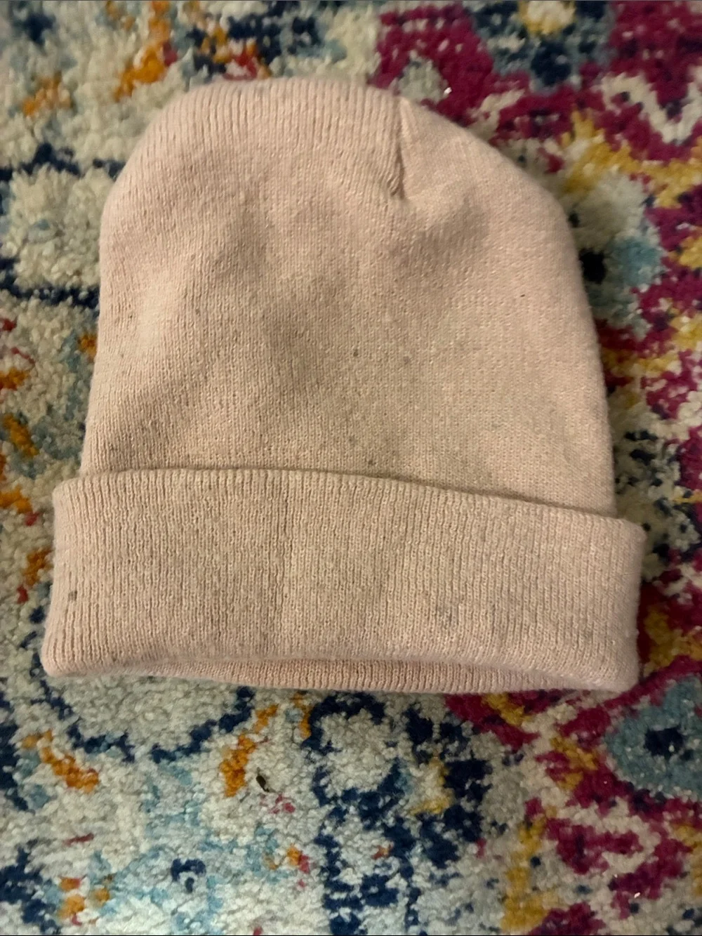 Carhartt Kids Light Pink Knit Beanie with Yellow Logo Patch